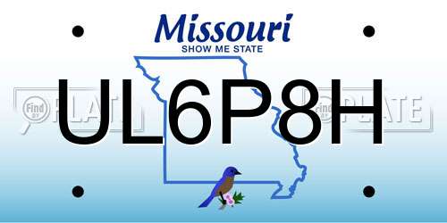 UL6P8H Missouri License Plate