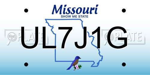 UL7J1G Missouri License Plate