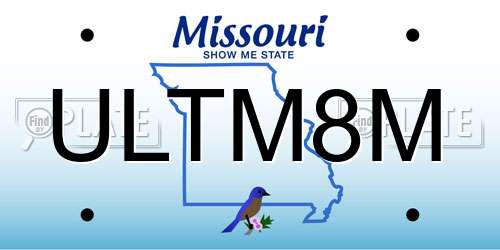 ULTM8M Missouri License Plate