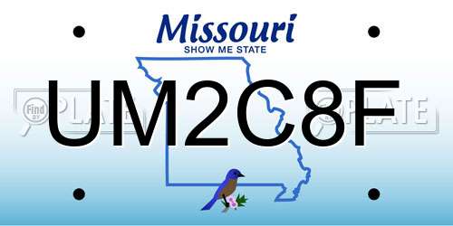 UM2C8F Missouri License Plate