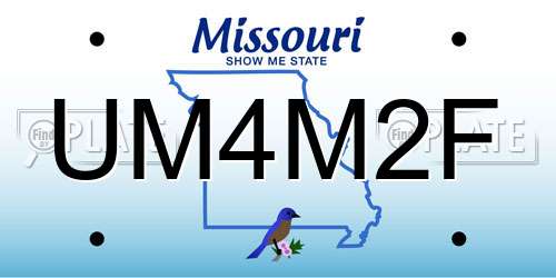 UM4M2F Missouri License Plate