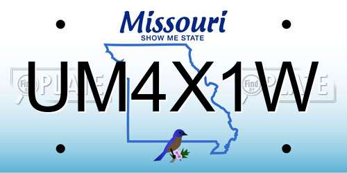 UM4X1W Missouri License Plate