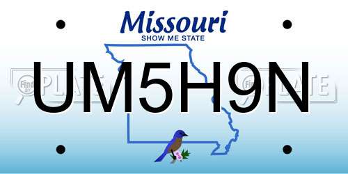 UM5H9N Missouri License Plate