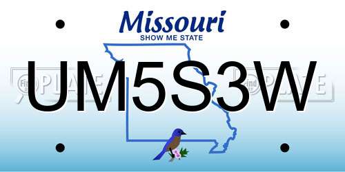 UM5S3W Missouri License Plate