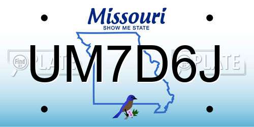 UM7D6J Missouri License Plate