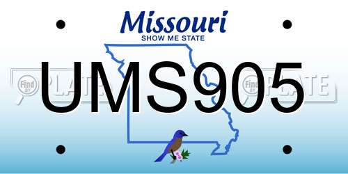 UMS905 Missouri License Plate