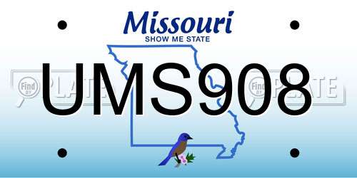 UMS908 Missouri License Plate