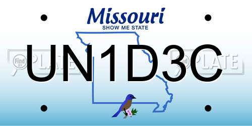 UN1D3C Missouri License Plate