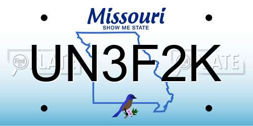 UN3F2K Missouri License Plate