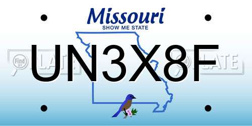 UN3X8F Missouri License Plate