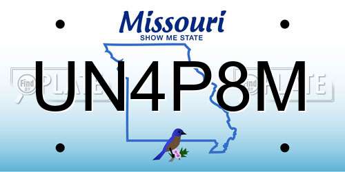 UN4P8M Missouri License Plate