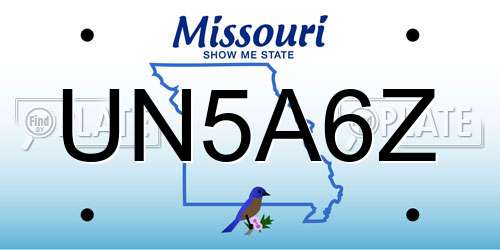 UN5A6Z Missouri License Plate