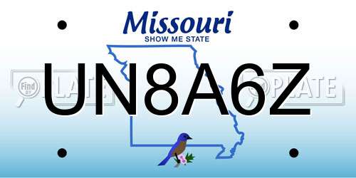 UN8A6Z Missouri License Plate