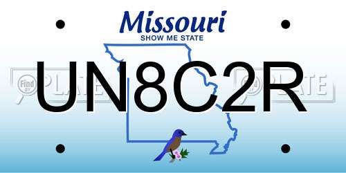 UN8C2R Missouri License Plate
