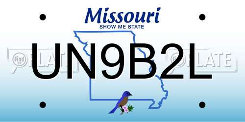 UN9B2L Missouri License Plate