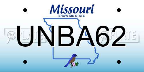 UNBA62 Missouri License Plate