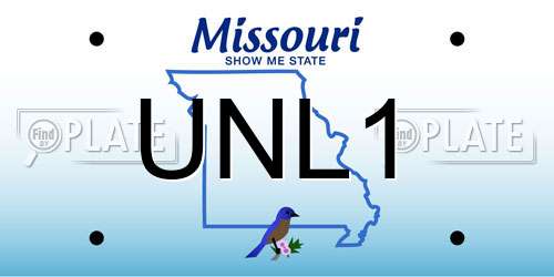 UNL1 Missouri License Plate