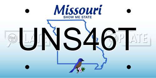 UNS46T Missouri License Plate