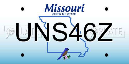 UNS46Z Missouri License Plate