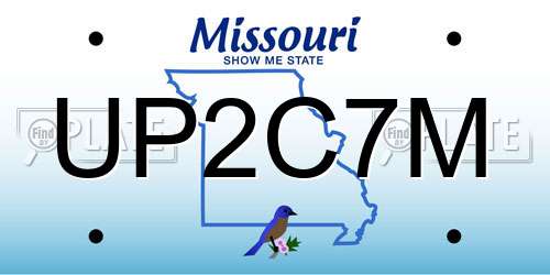 UP2C7M Missouri License Plate