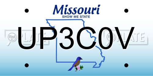 UP3C0V Missouri License Plate