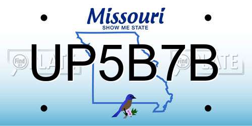 UP5B7B Missouri License Plate
