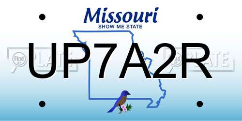 UP7A2R Missouri License Plate