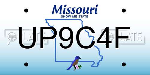 UP9C4F Missouri License Plate