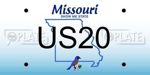 US20 Missouri License Plate