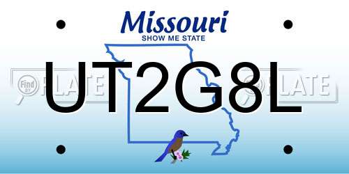 UT2G8L Missouri License Plate