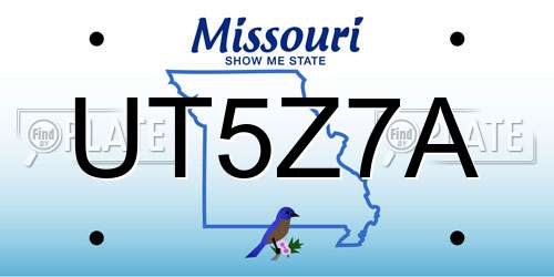 UT5Z7A Missouri License Plate