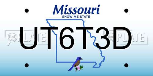 UT6T3D Missouri License Plate