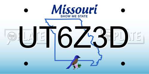 UT6Z3D Missouri License Plate