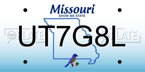 UT7G8L Missouri License Plate