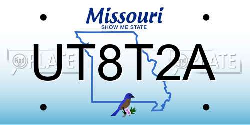 UT8T2A Missouri License Plate
