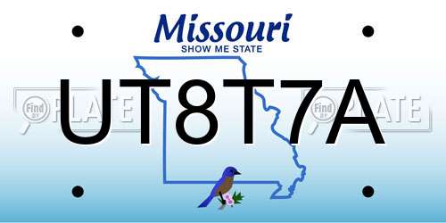 UT8T7A Missouri License Plate