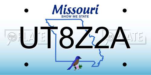 UT8Z2A Missouri License Plate