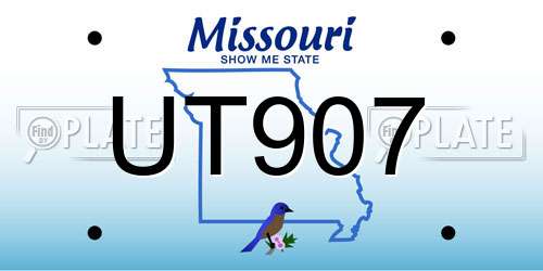 UT907 Missouri License Plate