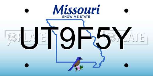 UT9F5Y Missouri License Plate