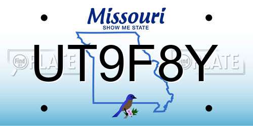 UT9F8Y Missouri License Plate