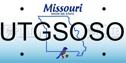 UTGSOSO Missouri License Plate