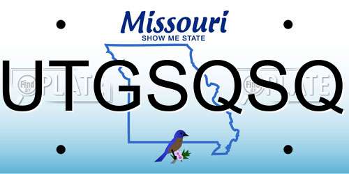 UTGSQSQ Missouri License Plate