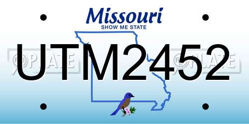 UTM2452 Missouri License Plate