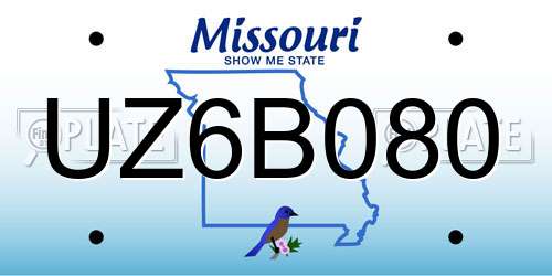 UZ6B080 Missouri License Plate