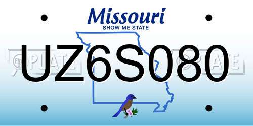 UZ6S080 Missouri License Plate