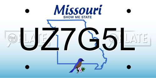 UZ7G5L Missouri License Plate