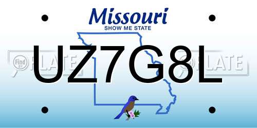 UZ7G8L Missouri License Plate