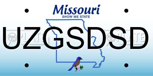 UZGSDSD Missouri License Plate