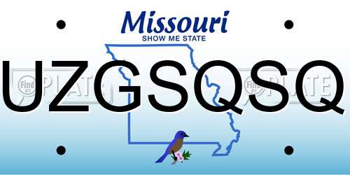 UZGSQSQ Missouri License Plate