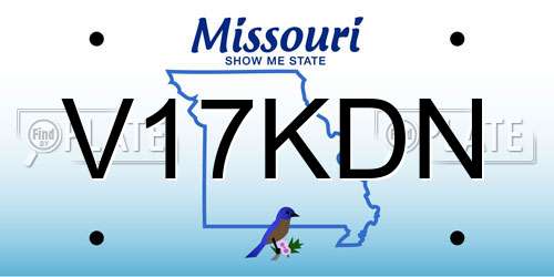V17KDN Missouri License Plate